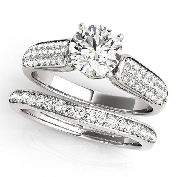 Resplendent Pave Round Diamond Engagement Ring in 10K/14K gold and platinum with certified lab-grown or natural diamonds