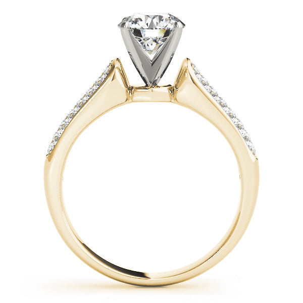 Resplendent Pave Round Diamond Engagement Ring in 10K/14K gold and platinum with certified lab-grown or natural diamonds