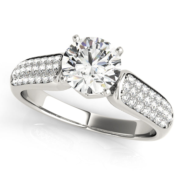 Resplendent Pave Round Diamond Engagement Ring in 10K/14K gold and platinum with certified lab-grown or natural diamonds