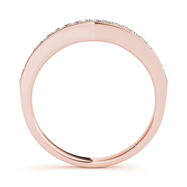 Curved Bands Half Eternity Ring in Gold & Platinum