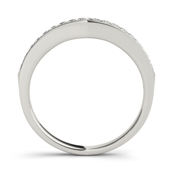 Curved Bands Half Eternity Ring in Gold & Platinum