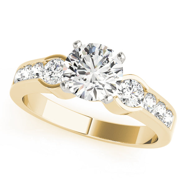Round Diamond Engagement Ring with Graduated Side Stones in 10K/14K gold and platinum with certified lab-grown or natural diamonds