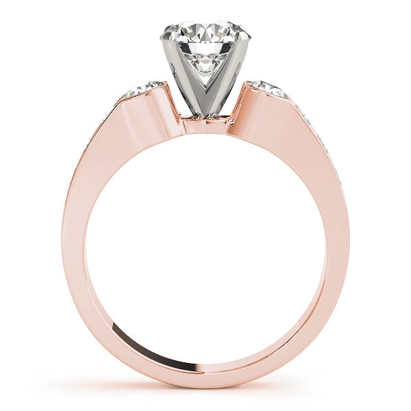 Round Diamond Engagement Ring with Graduated Side Stones in 10K/14K gold and platinum with certified lab-grown or natural diamonds