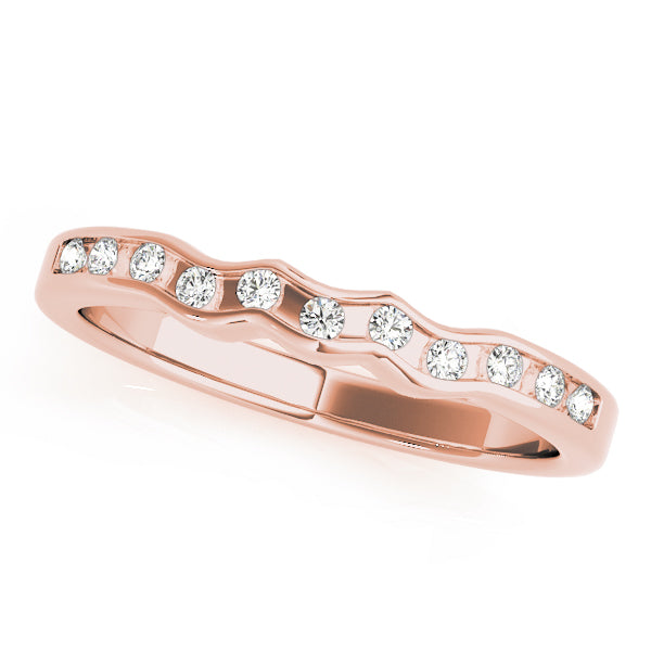 Curved Bands Half Eternity Ring in Gold & Platinum