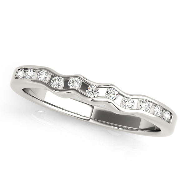 Curved Bands Half Eternity Ring in Gold & Platinum