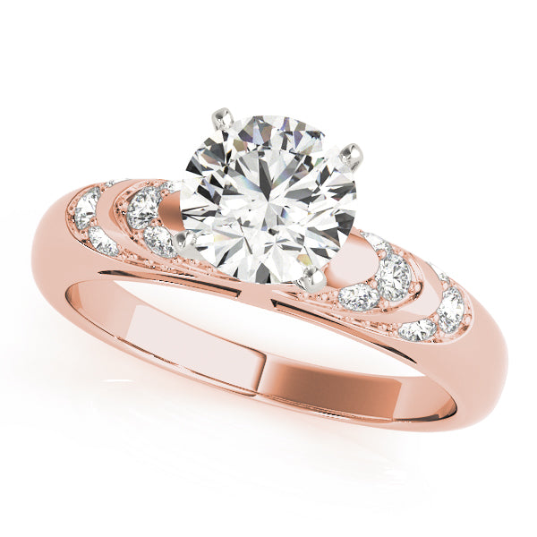 Noble Antique Round Diamond Engagement Ring in 10K/14K gold and platinum with certified lab-grown or natural diamonds
