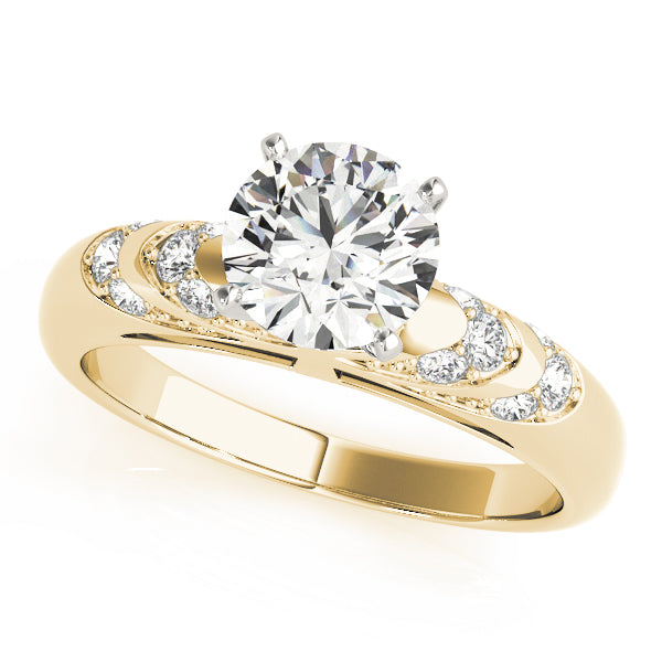 Noble Antique Round Diamond Engagement Ring in 10K/14K gold and platinum with certified lab-grown or natural diamonds