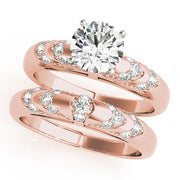 Noble Antique Round Diamond Engagement Ring in 10K/14K gold and platinum with certified lab-grown or natural diamonds