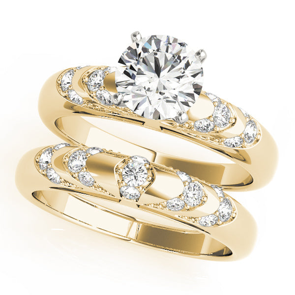 Noble Antique Round Diamond Engagement Ring in 10K/14K gold and platinum with certified lab-grown or natural diamonds