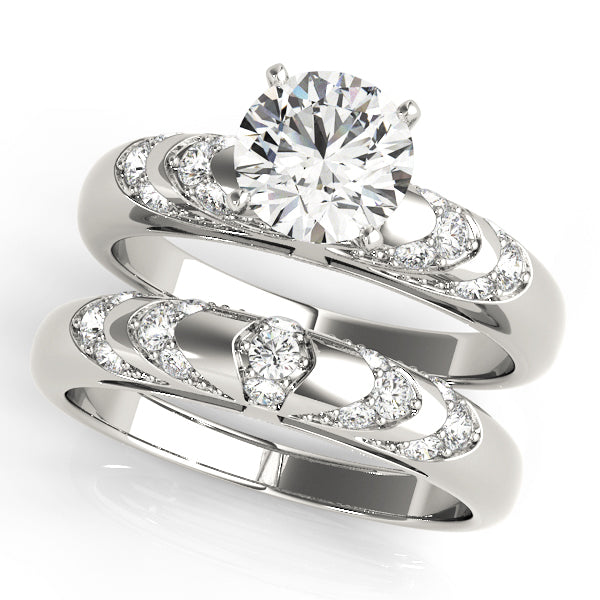 Noble Antique Round Diamond Engagement Ring in 10K/14K gold and platinum with certified lab-grown or natural diamonds