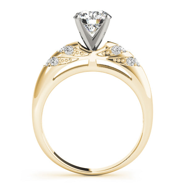Noble Antique Round Diamond Engagement Ring in 10K/14K gold and platinum with certified lab-grown or natural diamonds
