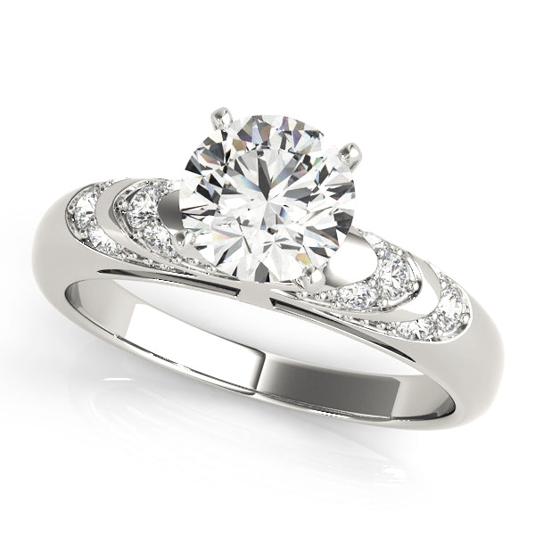 Noble Antique Round Diamond Engagement Ring in 10K/14K gold and platinum with certified lab-grown or natural diamonds