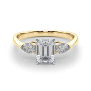 Emerald Cut Trilogy Engagement Ring in 10K/14K gold and platinum with certified lab-grown or natural diamonds