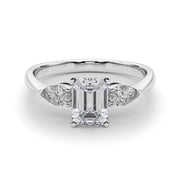 Emerald Cut Trilogy Engagement Ring in 10K/14K gold and platinum with certified lab-grown or natural diamonds