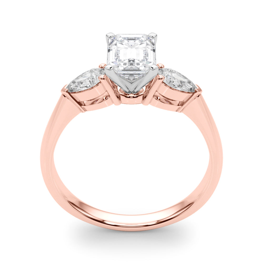 Emerald Cut Trilogy Engagement Ring in 10K/14K gold and platinum with certified lab-grown or natural diamonds