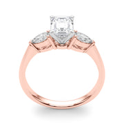 Emerald Cut Trilogy Engagement Ring in 10K/14K gold and platinum with certified lab-grown or natural diamonds