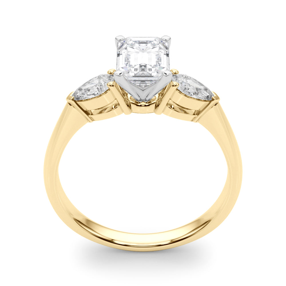 Emerald Cut Trilogy Engagement Ring in 10K/14K gold and platinum with certified lab-grown or natural diamonds