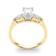 Emerald Cut Trilogy Engagement Ring in 10K/14K gold and platinum with certified lab-grown or natural diamonds