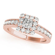 Luxe Halo Princess Diamond Engagement Ring in 10K/14K gold and platinum with certified lab-grown or natural diamonds