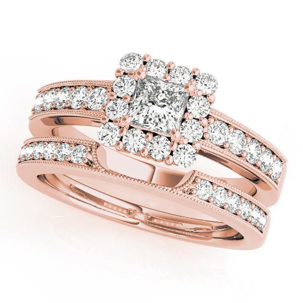 Luxe Halo Princess Diamond Engagement Ring in 10K/14K gold and platinum with certified lab-grown or natural diamonds