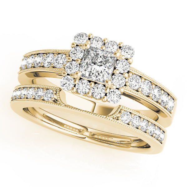 Luxe Halo Princess Diamond Engagement Ring in 10K/14K gold and platinum with certified lab-grown or natural diamonds