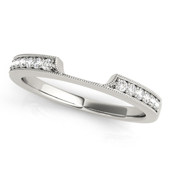 Milgrain Curved Half Eternity Ring in Gold & Platinum