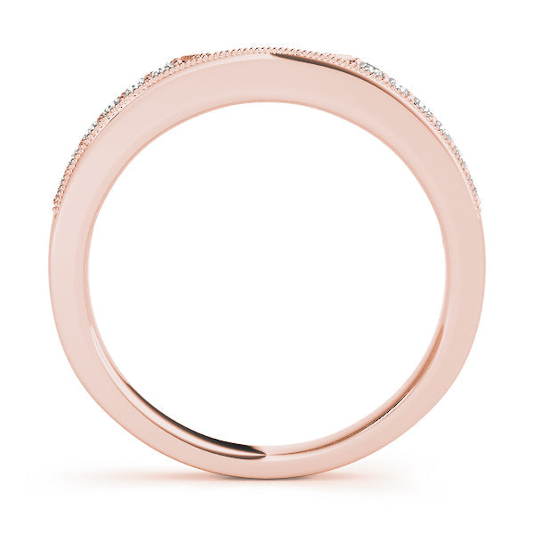 Milgrain Curved Half Eternity Ring in Gold & Platinum
