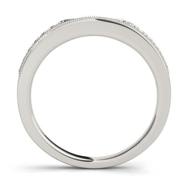 Milgrain Curved Half Eternity Ring in Gold & Platinum
