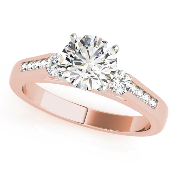 Refined Three-Stone Round Diamond Engagement Ring in 10K/14K gold and platinum with certified lab-grown or natural diamonds