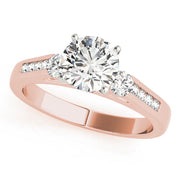 Refined Three-Stone Round Diamond Engagement Ring in 10K/14K gold and platinum with certified lab-grown or natural diamonds