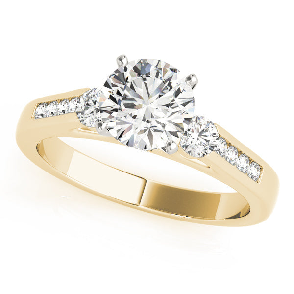 Refined Three-Stone Round Diamond Engagement Ring in 10K/14K gold and platinum with certified lab-grown or natural diamonds