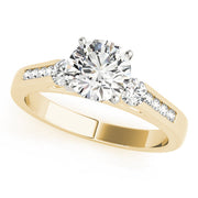 Refined Three-Stone Round Diamond Engagement Ring in 10K/14K gold and platinum with certified lab-grown or natural diamonds