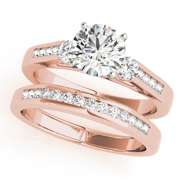 Refined Three-Stone Round Diamond Engagement Ring in 10K/14K gold and platinum with certified lab-grown or natural diamonds