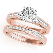 Refined Three-Stone Round Diamond Engagement Ring in 10K/14K gold and platinum with certified lab-grown or natural diamonds
