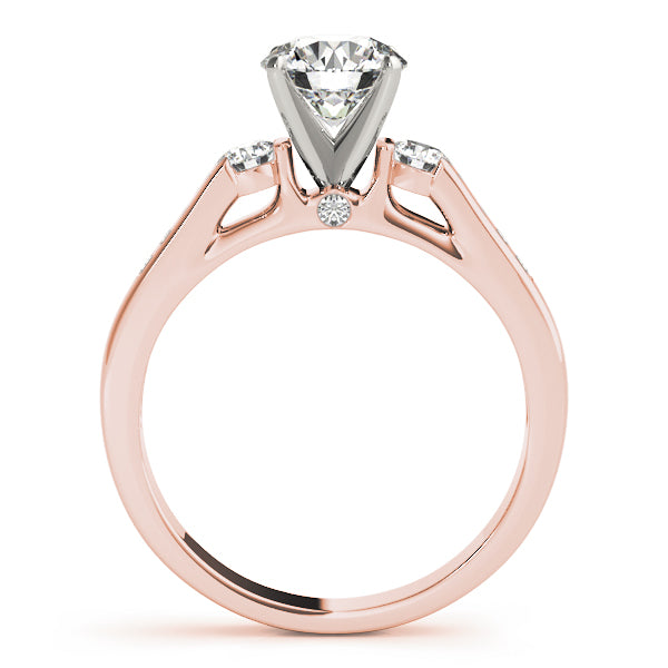 Refined Three-Stone Round Diamond Engagement Ring in 10K/14K gold and platinum with certified lab-grown or natural diamonds