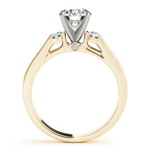 Refined Three-Stone Round Diamond Engagement Ring in 10K/14K gold and platinum with certified lab-grown or natural diamonds