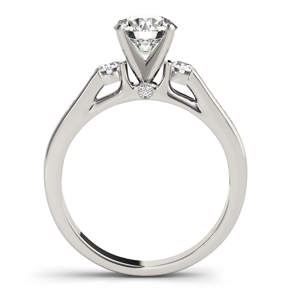 Refined Three-Stone Round Diamond Engagement Ring in 10K/14K gold and platinum with certified lab-grown or natural diamonds