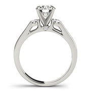 Refined Three-Stone Round Diamond Engagement Ring in 10K/14K gold and platinum with certified lab-grown or natural diamonds