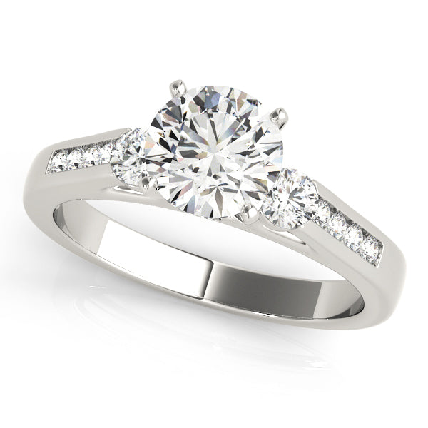 Refined Three-Stone Round Diamond Engagement Ring in 10K/14K gold and platinum with certified lab-grown or natural diamonds
