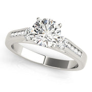 Refined Three-Stone Round Diamond Engagement Ring in 10K/14K gold and platinum with certified lab-grown or natural diamonds