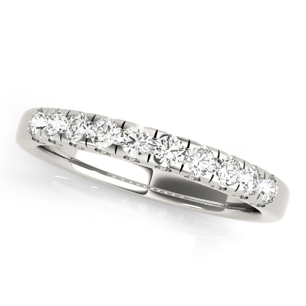 Prong Set Wedding Half Eternity Ring in Gold & Platinum