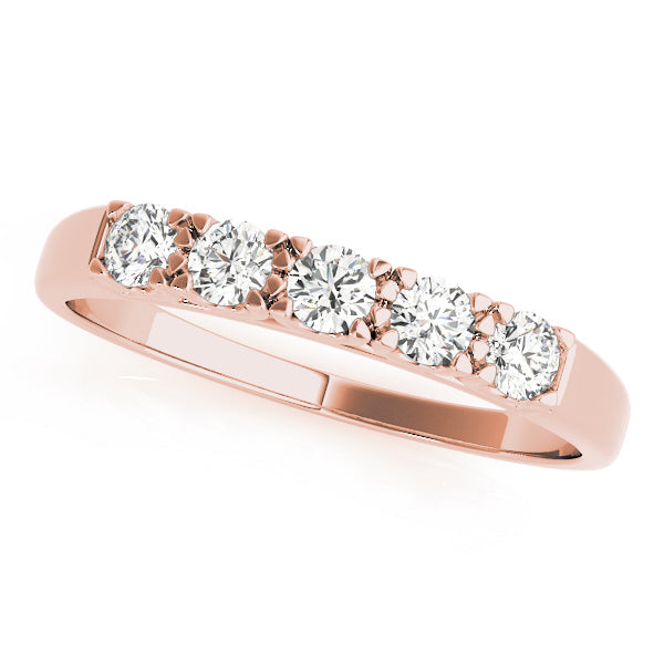 U-Prong Round Half Eternity Ring in Gold & Platinum