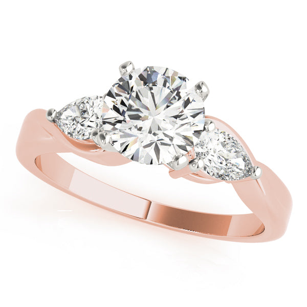 Round Diamond Trilogy Engagement Ring in 10K/14K gold and platinum with certified lab-grown or natural diamonds
