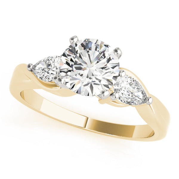 Round Diamond Trilogy Engagement Ring in 10K/14K gold and platinum with certified lab-grown or natural diamonds