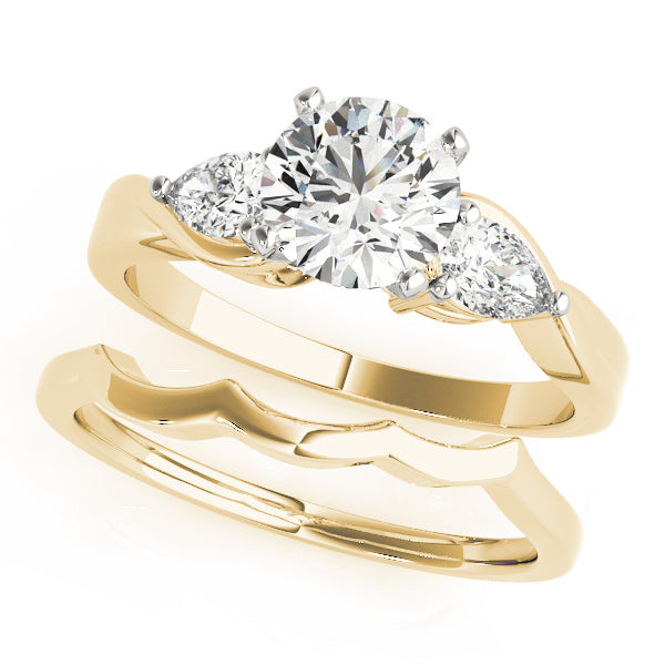 Round Diamond Trilogy Engagement Ring in 10K/14K gold and platinum with certified lab-grown or natural diamonds