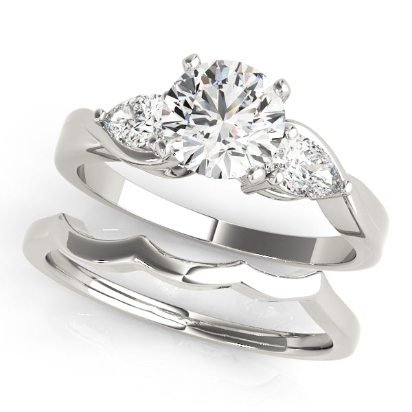 Round Diamond Trilogy Engagement Ring in 10K/14K gold and platinum with certified lab-grown or natural diamonds
