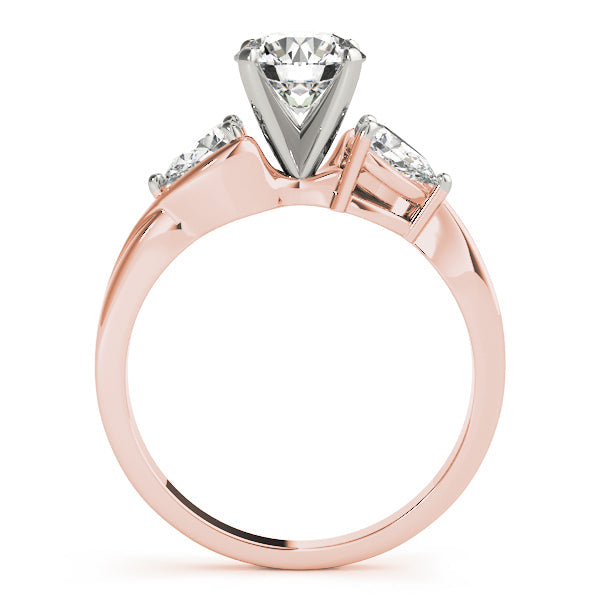 Round Diamond Trilogy Engagement Ring in 10K/14K gold and platinum with certified lab-grown or natural diamonds