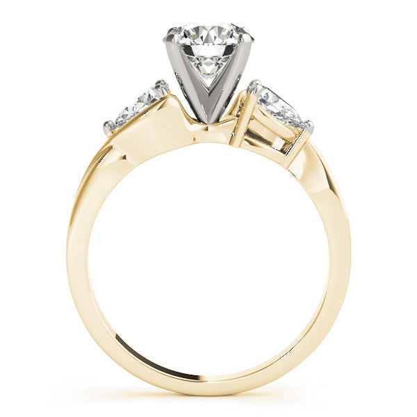 Round Diamond Trilogy Engagement Ring in 10K/14K gold and platinum with certified lab-grown or natural diamonds