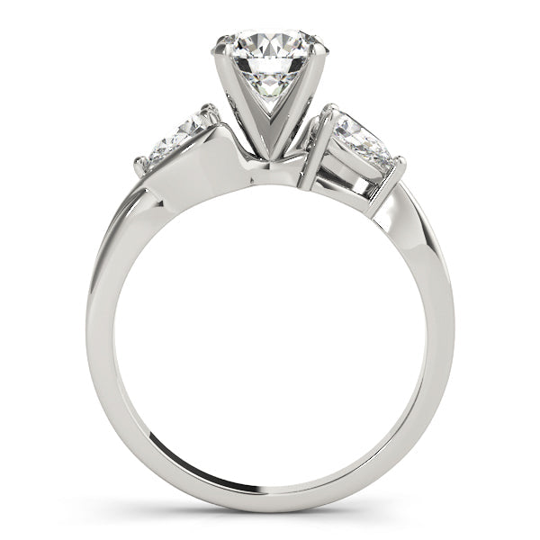 Round Diamond Trilogy Engagement Ring in 10K/14K gold and platinum with certified lab-grown or natural diamonds