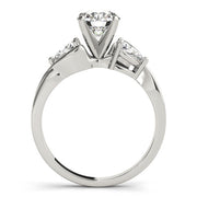 Round Diamond Trilogy Engagement Ring in 10K/14K gold and platinum with certified lab-grown or natural diamonds